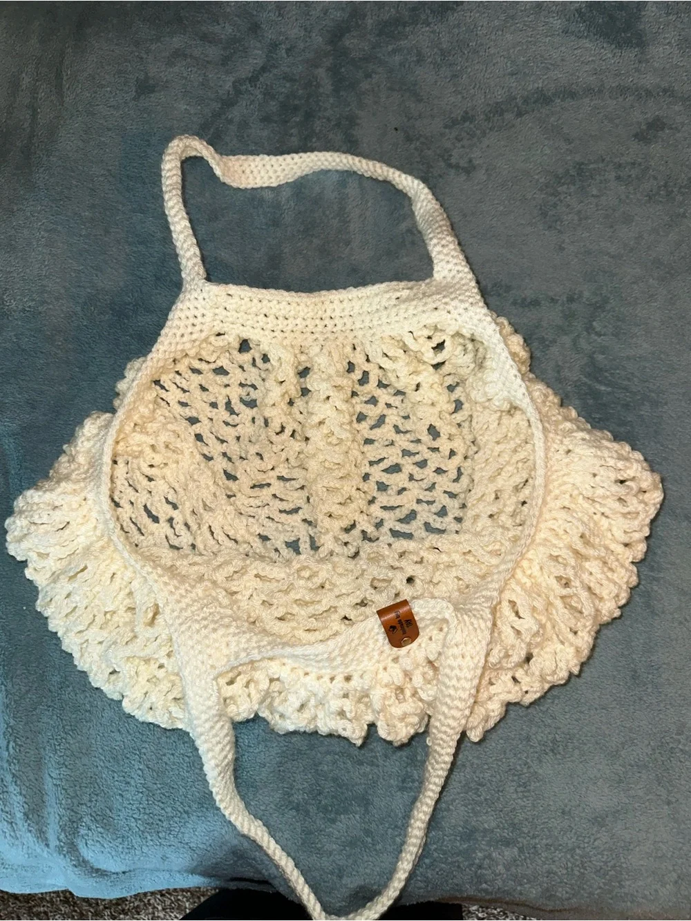 Handmade Cream Crochet beach/tote bag🌊☀️